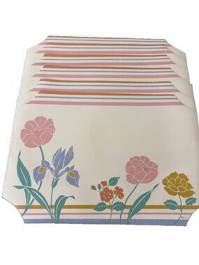 VTG 80s Town & Country Floral Parade Vinyl Placemats Multicolor 17X12.5 Set of 6